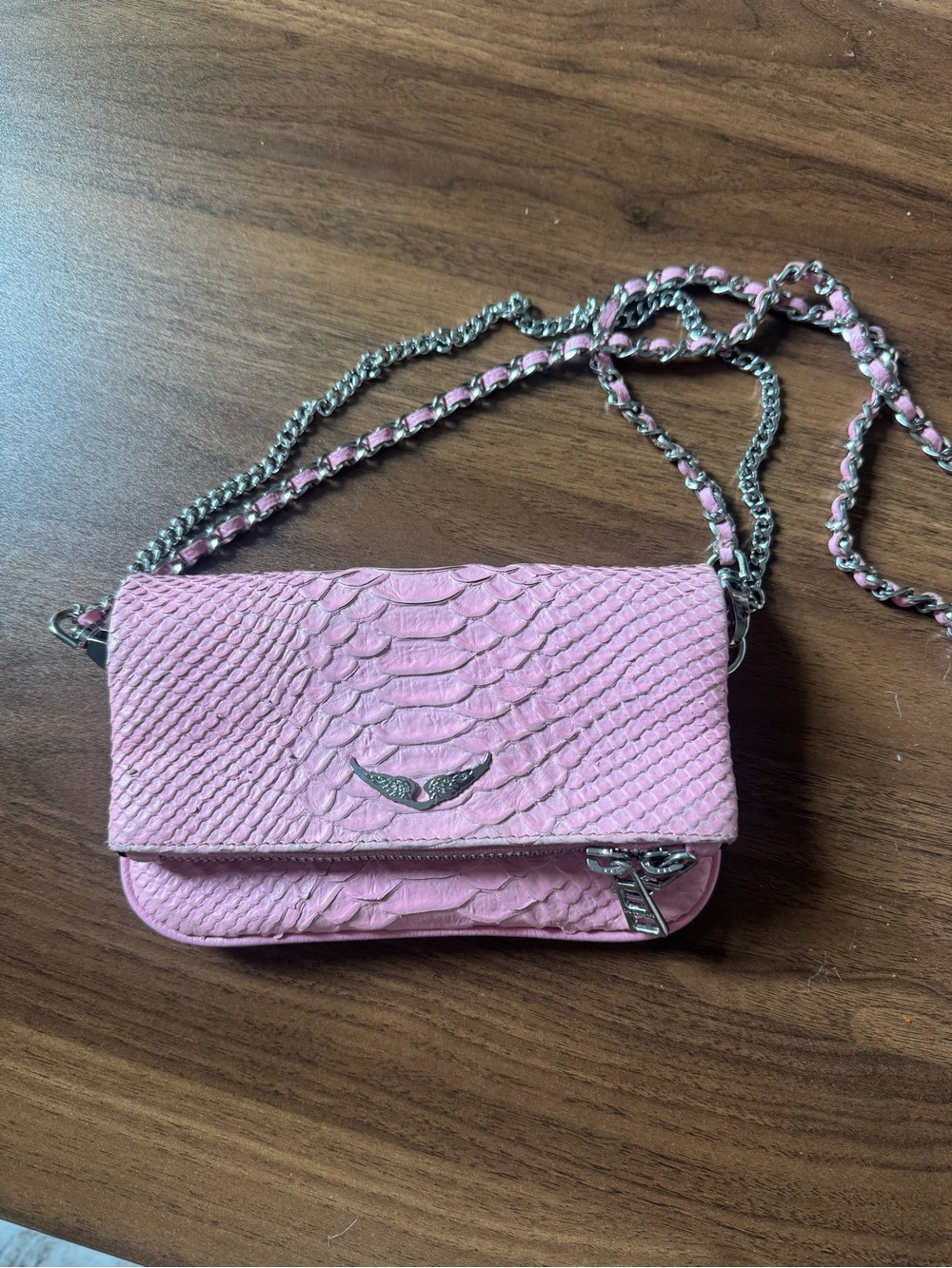 Zadig & Voltaire Pink Textured Chain Crossbody Bag